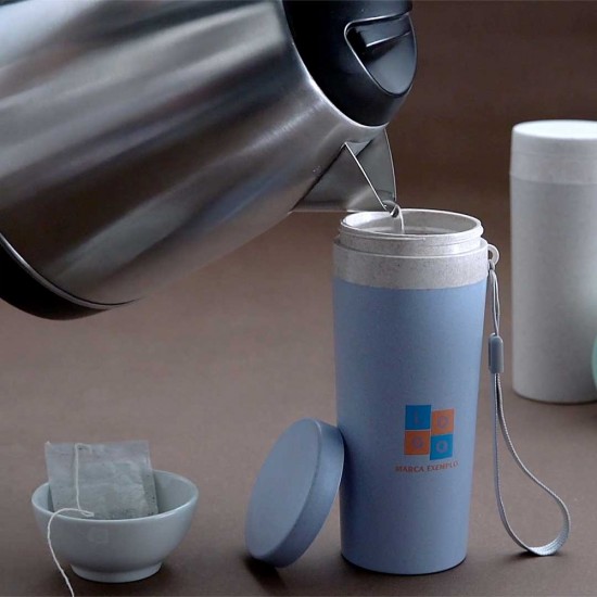 Copo Térmico Brilhante em Fibra de Bambu 350ml Personalizado