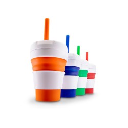 Copo Retrátil 355ml com Canudo Personalizado Copo Retrátil 355ml com Canudo Personalizado