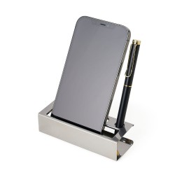 Porta Cartão Inox com Suporte Para Canetas Personalizado Porta Cartão Inox com Suporte Para Canetas Personalizado