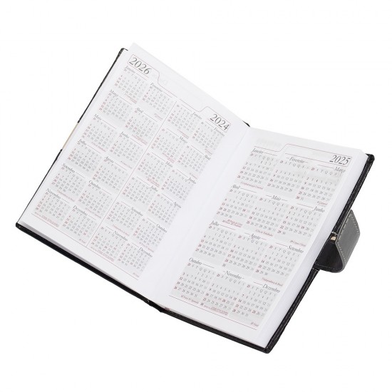 Agenda Diária 2025 com Fecho e Suporte pra Caneta Personalizada