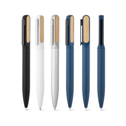 Caneta Esferográfica em Alumínio com detalhe em bambu Personalizada para Brindes 