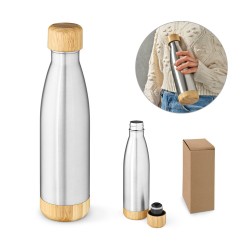 Garrafa em aço inox com tampa em bambu 550 mL Personalizada Garrafa em aço inox com tampa em bambu 550 mL Personalizada