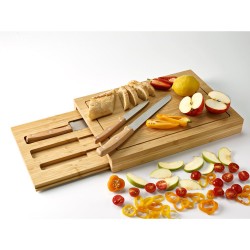 Conjunto de tábuas em bambu com 3 facas inclusas Personalizado Conjunto de tábuas em bambu com 3 facas inclusas Personalizado