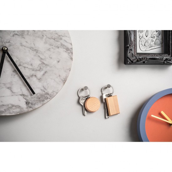 Chaveiro Retangular em Madeira de Faia com Logo