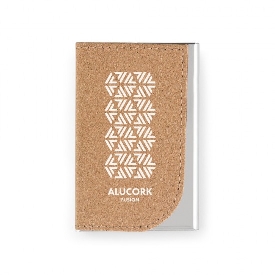 Conjunto Composto por um Porta-Cartões e Chaveiro em Metal e Cortiça com Logo