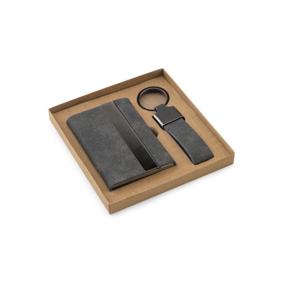 Conjunto Composto por um Porta-Cartões e Chaveiro em Metal e Poliéster com Logo