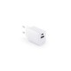 Adaptador de corrente com porta USB-A 18W e USB-C 20W em ABS 100% reciclado Promocional