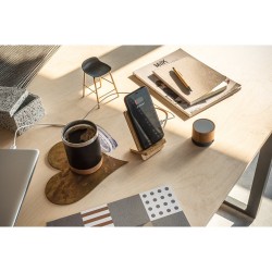 Caixa de som portátil com microfone, em bambu Personalizada Caixa de som portátil com microfone, em bambu Personalizada