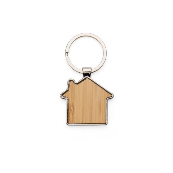 Chaveiro Metal no Formato de Casa em Bambu Personalizado Chaveiro Metal no Formato de Casa em Bambu Personalizado
