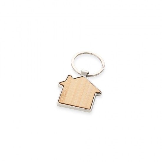 Chaveiro Metal no Formato de Casa em Bambu Personalizado Chaveiro Metal no Formato de Casa em Bambu Personalizado