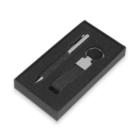 Kit Caneta e Chaveiro rPET Personalizada