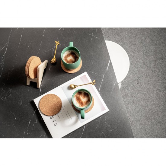 Porta copos em madeira com 6 bases para copos em cortiça Promocional 